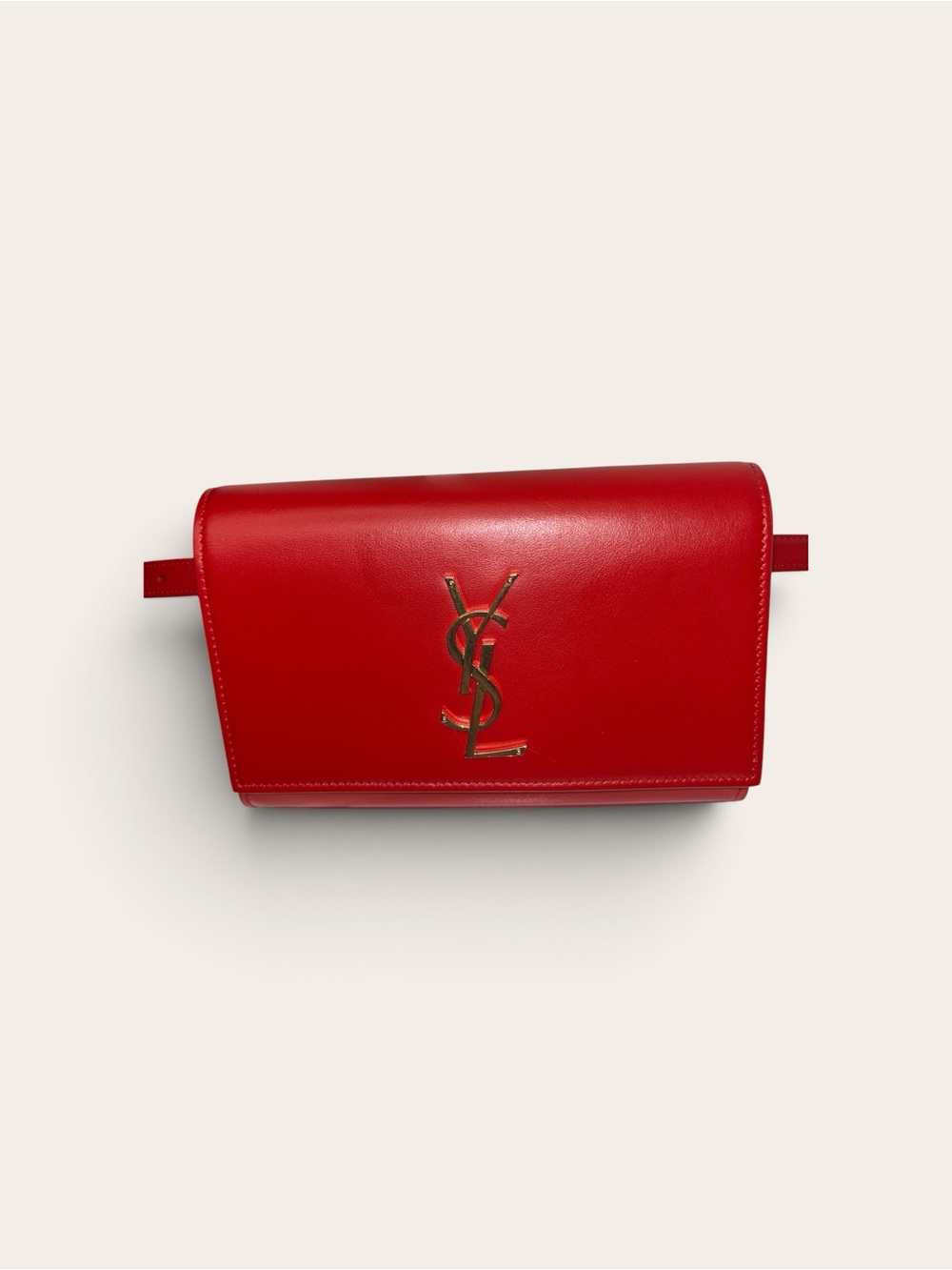 Saint Laurent Kate Belt Bag in Red Smooth Leather with Gold Hardware YSL